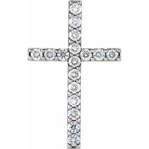 14K White Gold 1 CTW Diamond Petite Cross Pendant