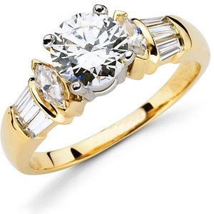 14K Yellow/White Gold 6.5 mm Round Engagement Ring. 11080:53316:P