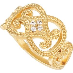 14K Yellow Gold .05 CTW Diamond Granulated Ring