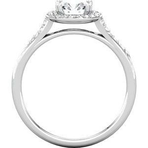 14K White Gold 6.5 mm Round.08 CTW Diamond Sculptural-Inspired Halo-Style Accented Engagement Ring. 122025:6000:P