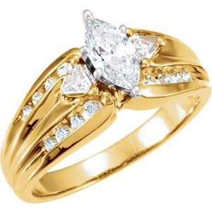 14K Yellow Gold 8x4 mm Marquise Engagement Ring. 120040:163210:P