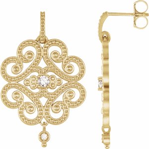 14K Yellow Gold 1/5 CTW Diamond Granulated Earrings