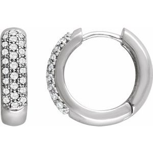 14K White Gold 1/3 CTW Diamond Hoop Earrings. 67150:60000:P