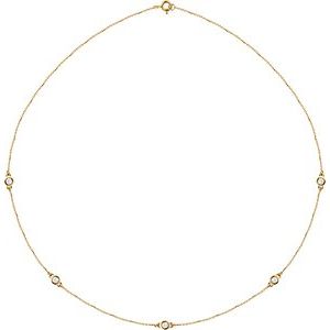 14K Yellow Gold 1/2 CTW Diamond 5-Station 18" Necklace