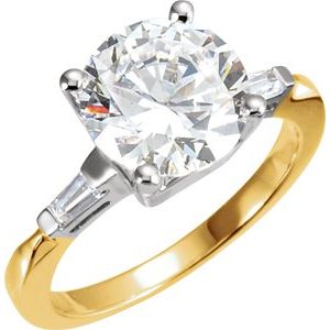 14K Yellow & White Gold 4.4 mm Round Accented Engagement Ring. 12442:73566:P