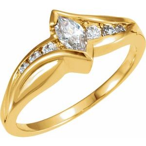 14K Yellow Gold 6x3 mm Marquise Accented Engagement Ring. 12901:155037:P