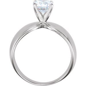14K White Gold 6.5 mm Round Engagement Ring. 10228A:26251:P