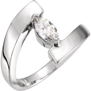 14K White Gold 8x4 mm Marquise Engagement Ring. 121018:100002:P