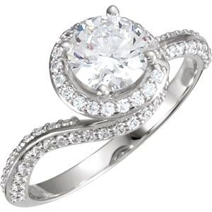 14K Yellow Gold 6.5 mm Round 1/3 CTW Diamond Halo-Style Accented Engagement Ring. 68742:121820:P