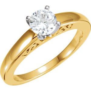 14K White Gold 5.8 mm Round Engagement Ring. 120287:248176:P