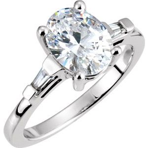 14K White Gold 9x7 mm Oval Accented Engagement Ring. 12591:149985:P