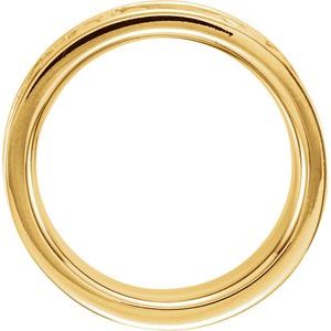 14K Yellow Gold 8.25 mm Floral Flat Band. 50404:286731:P