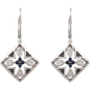Sterling Silver Natural Blue Sapphire & .04 CTW Diamond Earrings