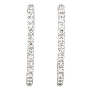 14K White Gold 2 CTW Diamond Inside Outside 29.5 mm Hinged Hoop Earrings