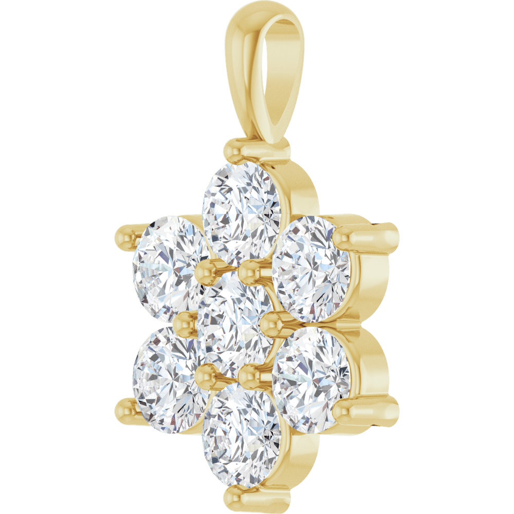 14K Yellow Gold 2 3/4 CTW Natural Diamond Cluster Pendant