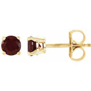 14K Yellow Gold 4 mm Natural Mozambique Garnet Earrings. 1874:70123:P