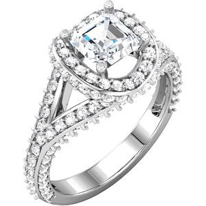 14K White Gold 5.5x5.5 mm Asscher 1 CTW Diamond Hidden Halo-Style Engagement Ring. 68919:105:P