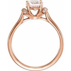 14K Rose Gold Natural Pink Morganite & .05 CTW Diamond Ring