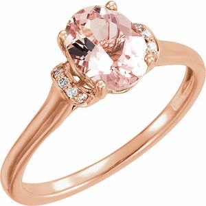 14K Rose Gold Natural Pink Morganite & .05 CTW Diamond Ring
