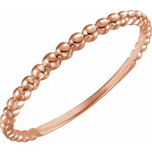 14K Rose Gold Stackable Bead Ring. 651924:60002:P