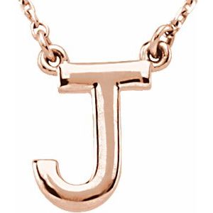 14K Rose Gold Block Initial J 16" Necklace