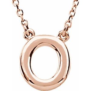 14K Rose Gold Block Initial O 16" Necklace