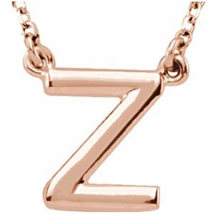 14K Rose Gold Block Initial Z 16" Necklace