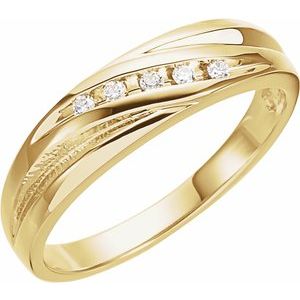 14K Yellow Gold 1/10 CTW Diamond Channel-Set Band. 60132:207292:P