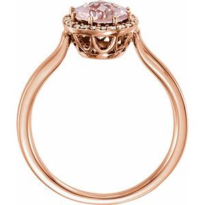 14K Rose Gold Natural Pink Morganite & 1/8 CTW Diamond Ring