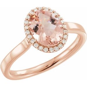 14K Rose Gold Natural Pink Morganite & 1/8 CTW Diamond Ring