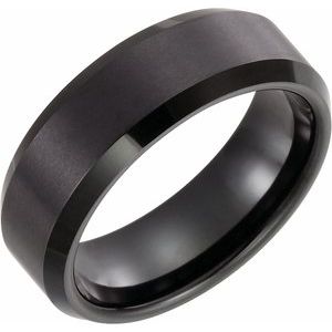 Black Immerse-Plated Tungsten 8 mm Beveled-Edge Inlay Comfort-Fit Men's Band. TAR008B:0003:P