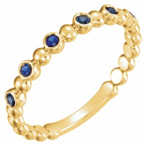 14K Yellow Gold Natural Blue Sapphire Stackable Ring. 71814:601:P