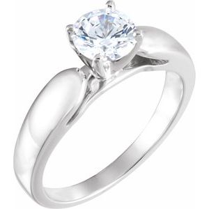 14K White Gold 6 mm Round Engagement Ring. 12600:124577:P