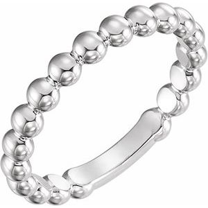 Sterling Silver 3 mm Stackable Beaded Ring. 51608:1017:P