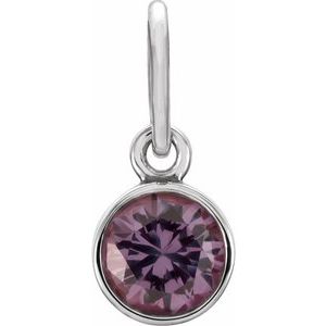 14K White Gold Posh Mommy® Imitation Alexandrite Charm/Pendant