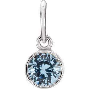 14K White Gold Posh Mommy® Imitation Aquamarine Charm/Pendant