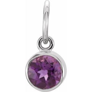 14K White Gold Posh Mommy® Imitation Amethyst Charm/Pendant