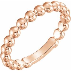 14K Rose Gold 3 mm Stackable Beaded Ring. 51608:1015:P