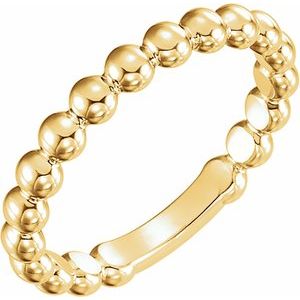 14K Yellow Gold 3 mm Stackable Beaded Ring. 51608:1014:P