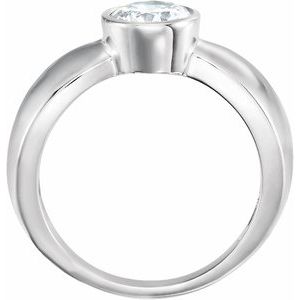 14K White Gold 6.5 mm Round Bezel-Set Solitaire Engagement Ring. 120289:245958:P