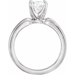 14K White Gold 6.5 mm Round Solitaire Ring. 15420600:207811:P