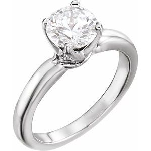 14K White Gold 6.5 mm Round Solitaire Ring. 15420600:207811:P