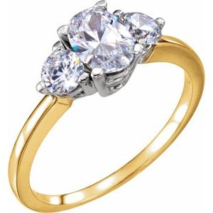 14K Yellow/White Gold 7x5 mm Oval Three-Stone Engagement Ring. 120690:273625:P