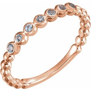 14K Rose Gold Natural Aquamarine Stackable Ring. 71813:602:P