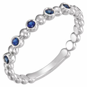 14K White Gold Natural Blue Sapphire Stackable Ring. 71814:600:P