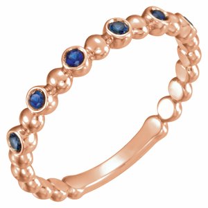 14K Rose Gold Natural Blue Sapphire Stackable Ring. 71814:602:P