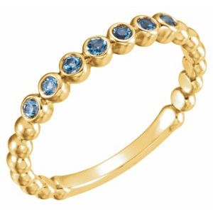 14K Yellow Gold Natural Aquamarine Stackable Ring. 71813:601:P