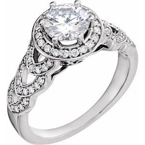 14K White Gold 6.5 mm Round 1/3 CTW Diamond Halo-Style Accented Engagement Ring. 67850:106:P
