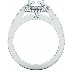 14K White Gold 6.5 mm Round Hidden Halo-Style Engagement Ring. 121620:110:P