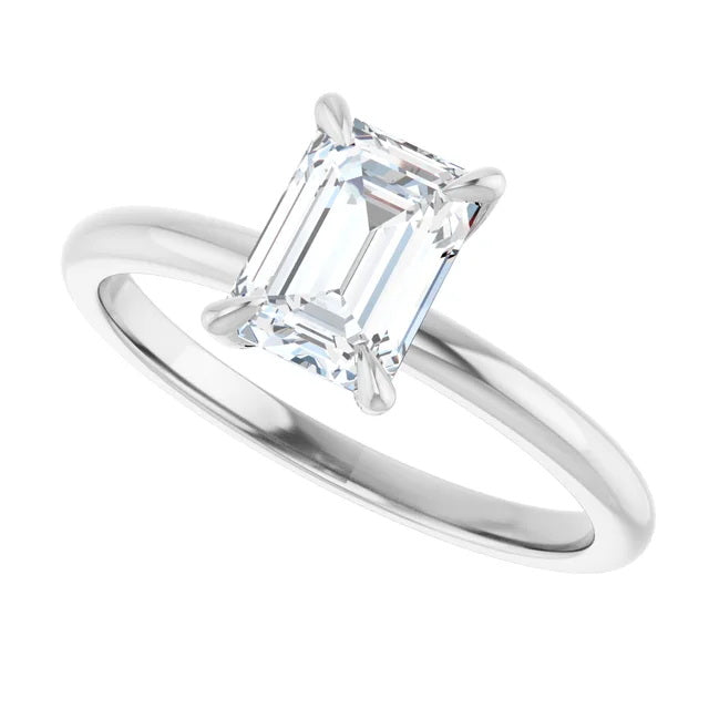 Ladies 14K SolitaireWhite Gold Lab Diamond Engagement Ring With 1ct Center Stone VS Clarity, F Color